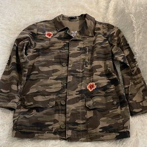 Express Camouflage Utility Jacket with Floral Accents